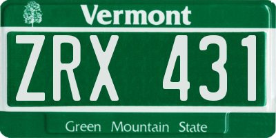 VT license plate ZRX431