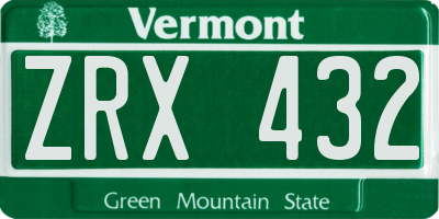 VT license plate ZRX432