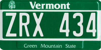 VT license plate ZRX434
