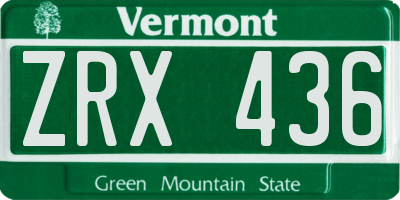 VT license plate ZRX436