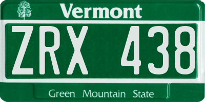VT license plate ZRX438