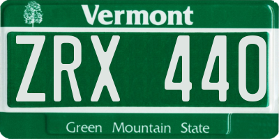 VT license plate ZRX440