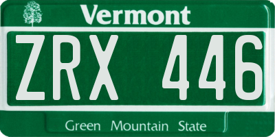 VT license plate ZRX446