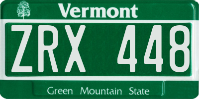 VT license plate ZRX448