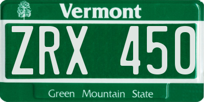 VT license plate ZRX450