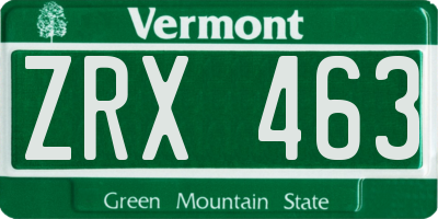 VT license plate ZRX463