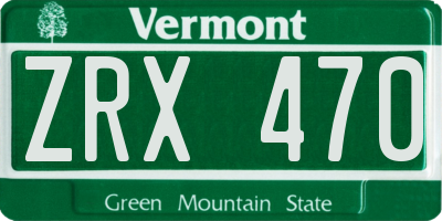 VT license plate ZRX470