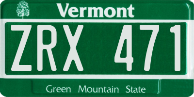 VT license plate ZRX471