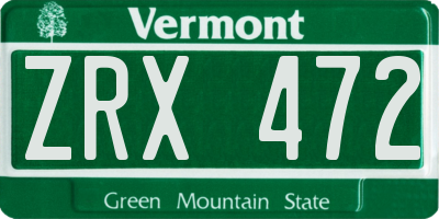 VT license plate ZRX472