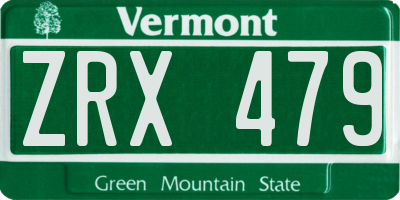 VT license plate ZRX479