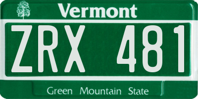 VT license plate ZRX481