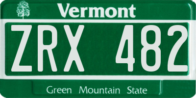 VT license plate ZRX482