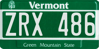 VT license plate ZRX486