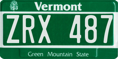 VT license plate ZRX487