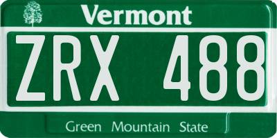 VT license plate ZRX488