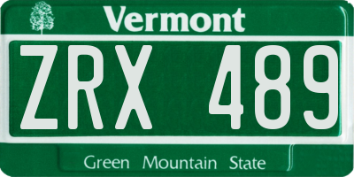 VT license plate ZRX489