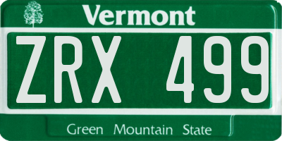 VT license plate ZRX499