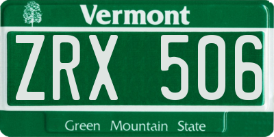 VT license plate ZRX506