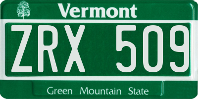 VT license plate ZRX509