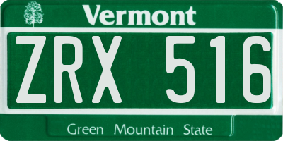 VT license plate ZRX516
