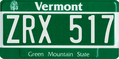 VT license plate ZRX517