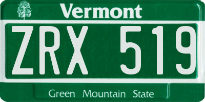 VT license plate ZRX519