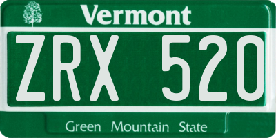VT license plate ZRX520