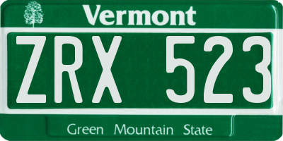 VT license plate ZRX523