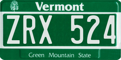 VT license plate ZRX524