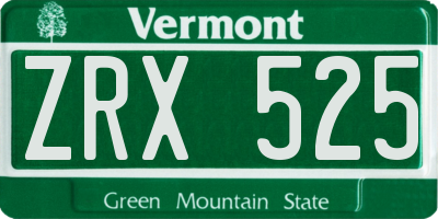 VT license plate ZRX525