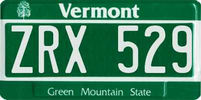 VT license plate ZRX529