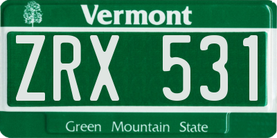 VT license plate ZRX531