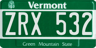 VT license plate ZRX532