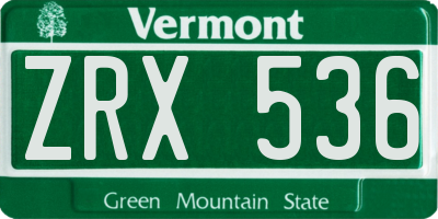 VT license plate ZRX536
