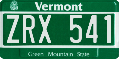 VT license plate ZRX541
