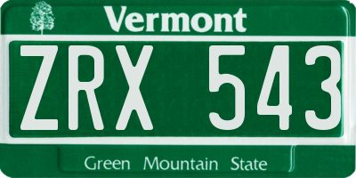 VT license plate ZRX543