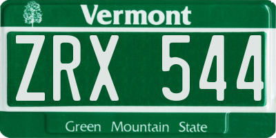 VT license plate ZRX544
