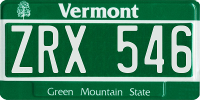 VT license plate ZRX546