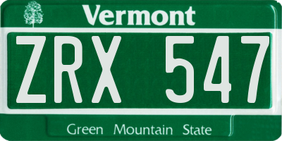 VT license plate ZRX547