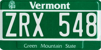 VT license plate ZRX548