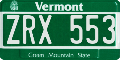 VT license plate ZRX553