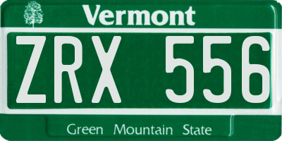 VT license plate ZRX556