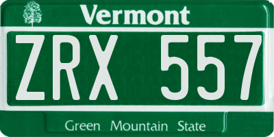 VT license plate ZRX557