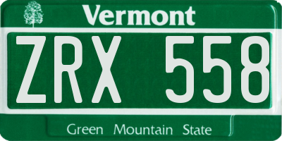 VT license plate ZRX558