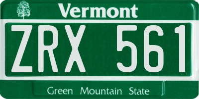 VT license plate ZRX561