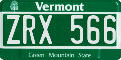VT license plate ZRX566