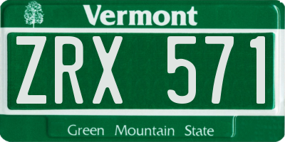 VT license plate ZRX571