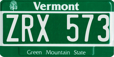VT license plate ZRX573