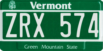 VT license plate ZRX574