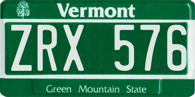 VT license plate ZRX576
